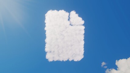 3d rendering of white clouds in shape of symbol of file on blue sky with sun