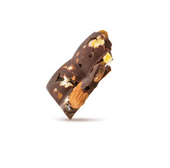 Chocolate and dried fruits  isolated on white background with clipping path