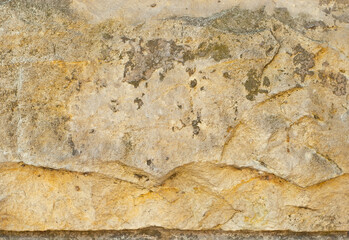 Texture of brick wall and concrete blocks. Samples of stone plates stacked evenly in a row.