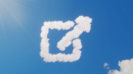 Naklejka premium 3d rendering of white clouds in shape of symbol of external link on blue sky with sun