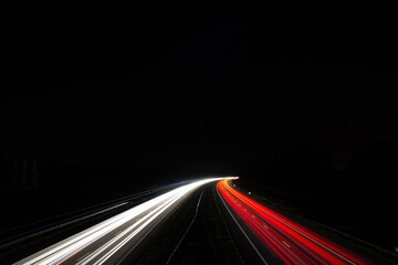 Lightpainting above a highway with traffic 