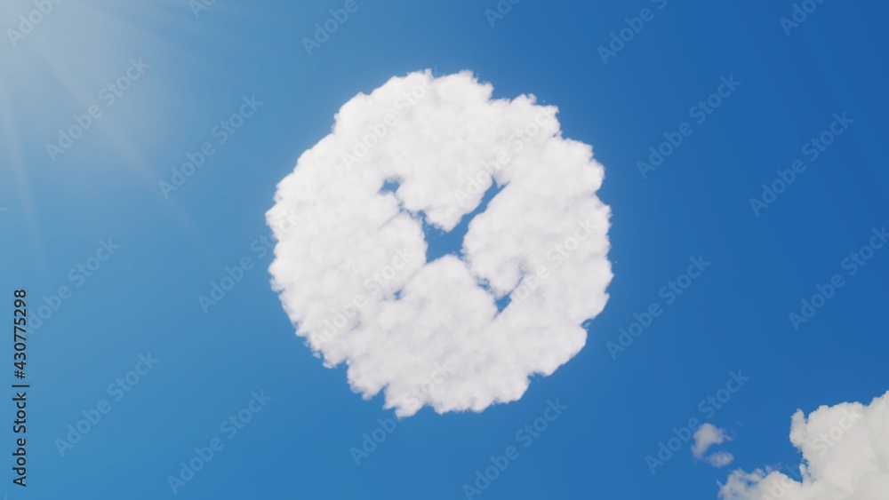 Aufkleber 3d rendering of white clouds in shape of symbol of error on blue sky with sun
