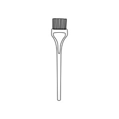 Outline of a hair dye brush on a white background. A simple line, a sketch in a doodle hand-drawn style. Vector illustration