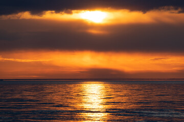 Naklejka na ściany i meble Sunset over the Baltic sea