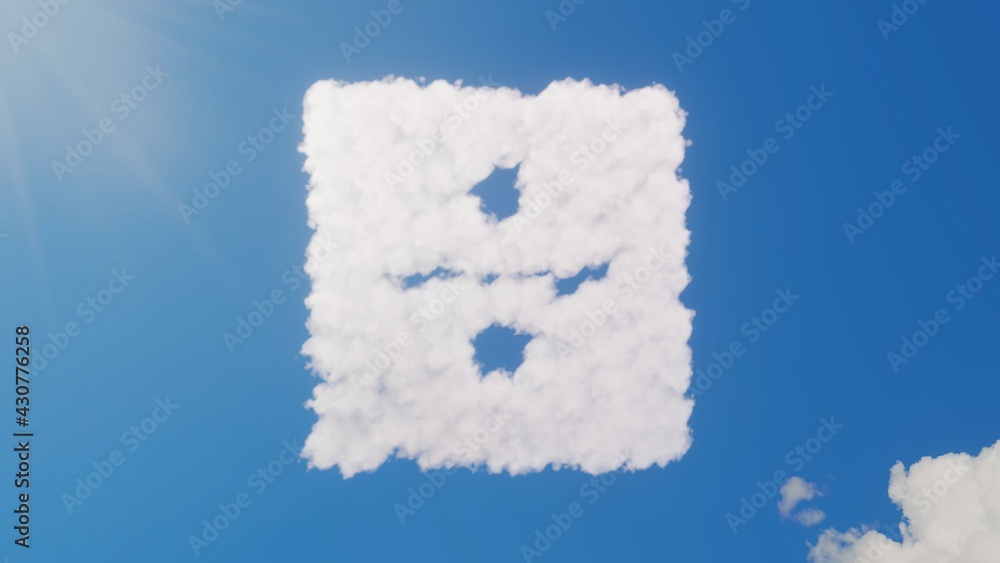 Aufkleber 3d rendering of white clouds in shape of symbol of divide on blue sky with sun