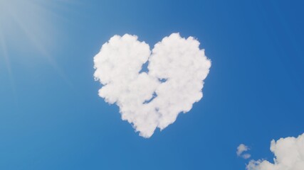 3d rendering of white clouds in shape of symbol of dislike on blue sky with sun