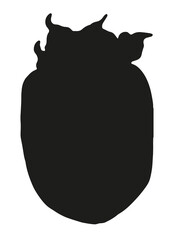 Vector isolated fruit element persimmon silhouette drawn by hand in black on a white background. isolated element Whole persimmon fruit with curved leaves side view for design template, logo, label an