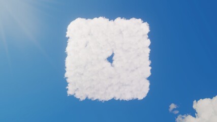 3d rendering of white clouds in shape of symbol of dice one on blue sky with sun