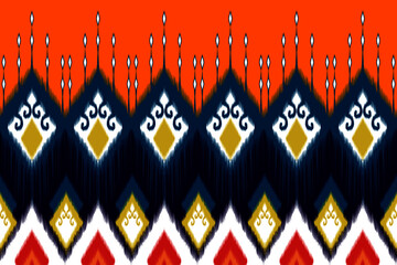 Ethnic Indian ikat seamless pattern design. Aztec fabric carpet mandala African American textile decoration wallpaper design.vector illustrations background.