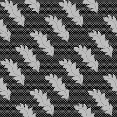 Leaves close-up on a black background. Graphic illustration. Seamless design for printing on paper or fabric.