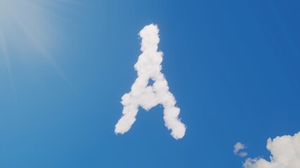 3d rendering of white clouds in shape of symbol of compass on blue sky with sun