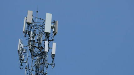 Wireless telecommunication technology. Cellular 3g, 4g, 5g radio transmitter and repeater tower....