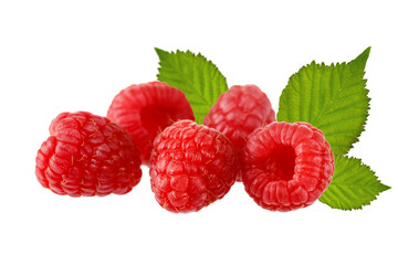 Fototapeta na wymiar Fresh raspberries closeup isolated on white