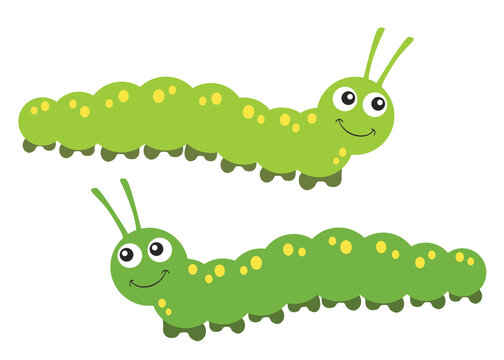 Funny caterpillars in the set. Vector image.