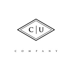initial CU logo design vector