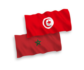 Flags of Republic of Tunisia and Morocco on a white background