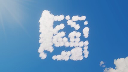 3d rendering of white clouds in shape of symbol of blueprint on blue sky with sun
