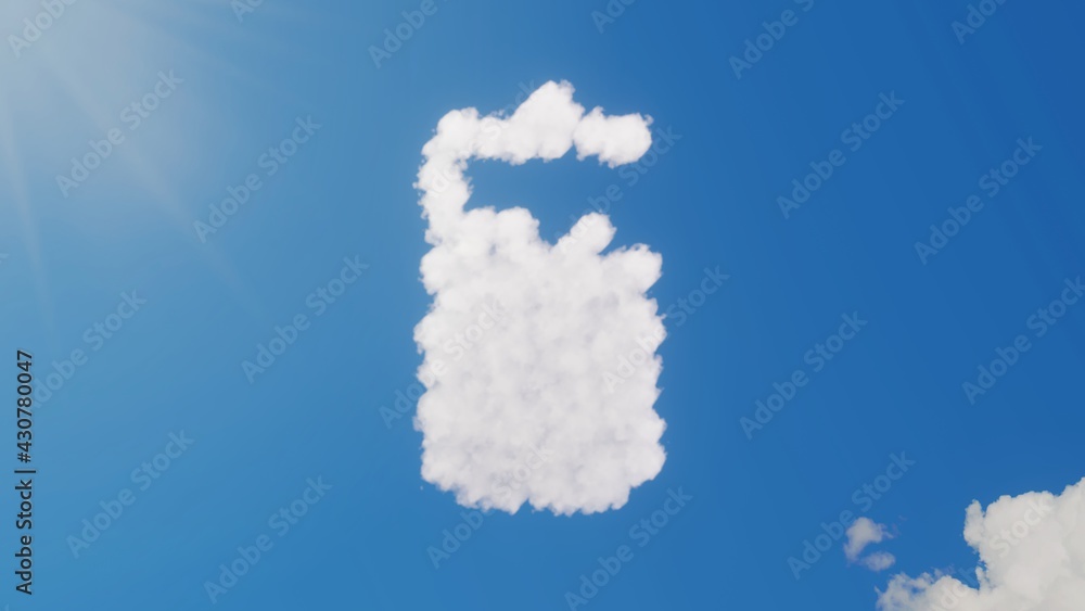 Aufkleber 3d rendering of white clouds in shape of vertical symbol of two third charged battery on blue sky wi