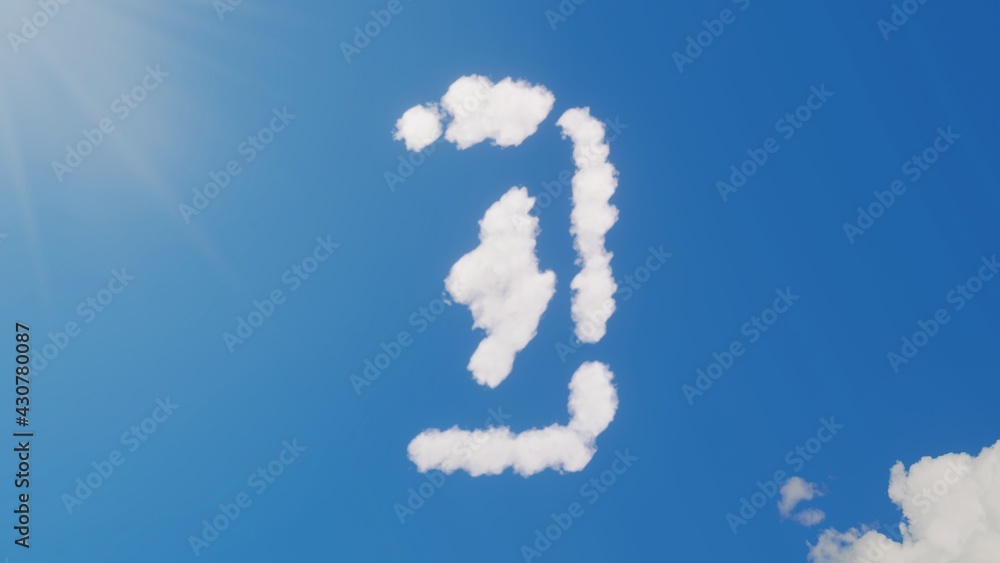 Aufkleber 3d rendering of white clouds in shape of vertical symbol of charging empty battery on blue sky with 