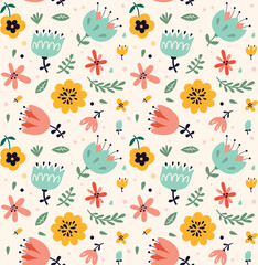 

Seamless floral pattern. Cute flowers 