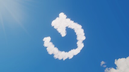 3d rendering of white clouds in shape of symbol of refresh arrow on blue sky with sun