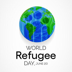 World Refugee day is observed every year on June 20, they are person who has been forced to leave their country in order to escape war, persecution, or natural disaster. Vector illustration.