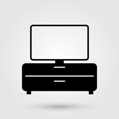 TV table icon. Television set symbol.