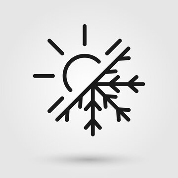 Thermal and cold resistant vector icon. Snowflake and sun illustration sign. Heat and frost symbol.