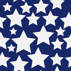 Obraz premium White stars and blue background pattern. Seamless and vector.