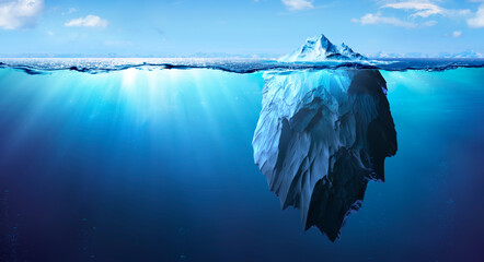 Iceberg - Underwater Risk - Global Warming Concept - 3d Rendering - Powered by Adobe