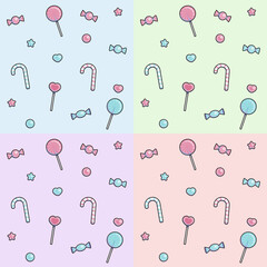 ミルキーなキャンディのシームレスパターン セット ベクター