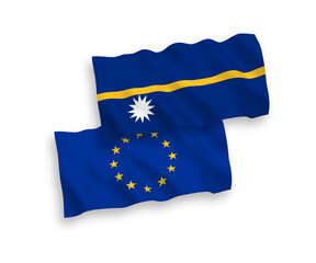 Flags of European Union and Republic of Nauru on a white background