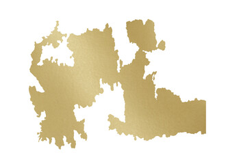 Fototapeta na wymiar Abstract gold texture blot .A stain of luxurious hand drawn paint on a white isolated background. Vintage picture drop and splash,round spot,stain,splatter. Design for web, social media, packaging.