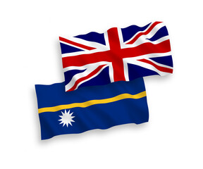 Flags of Great Britain and Republic of Nauru on a white background