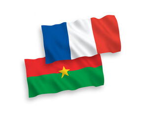 Flags of France and Burkina Faso on a white background