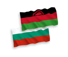 Flags of Malawi and Bulgaria on a white background