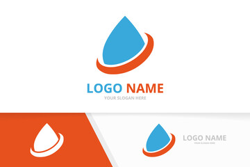 Water drop logo combination. Unique oil droplet liquid logotype design template.