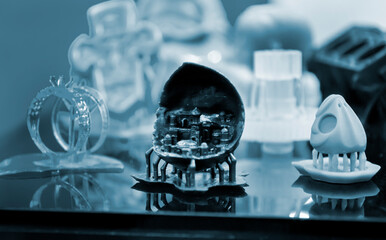 Objects photopolymer printed on a 3d printer.