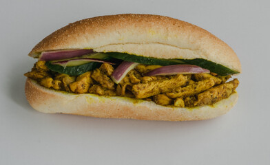 chicken curry Sandwich with salad