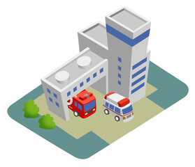 Fototapeta premium スマートシティを構成する建物のイラスト バリエーション有り