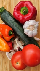 vegetables on a wooden board