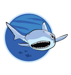 Shark in water - Sports Mascot - Vector logo design