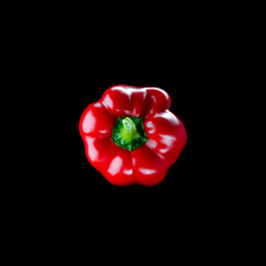 red bell pepper isolated on black