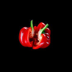 red pepper on a black background