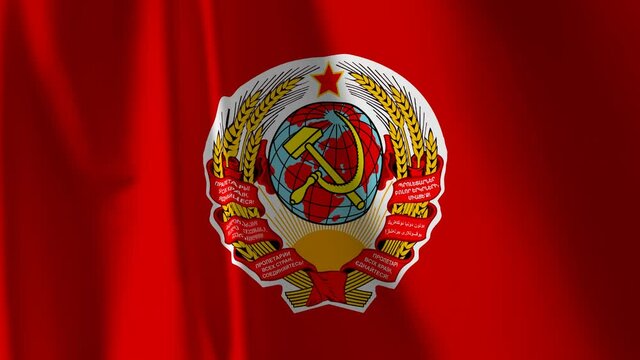 Flag of the Union of Soviet Socialist Republics waving in the wind. Background. A series of "Historical Flags" (One of the projects)