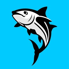 Tuna fish on blue background in vector EPS8