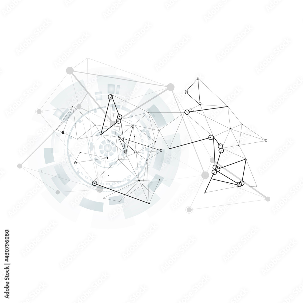 Aufkleber Abstract geometric background. 3d social network symbol. Vector design. Global network connection. Connection geometric background. Design element. Vector drawing