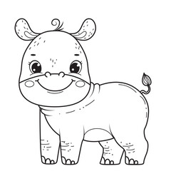 Cute hippopotamus for coloring book.Line art design for kids coloring page.Isolated on white background.