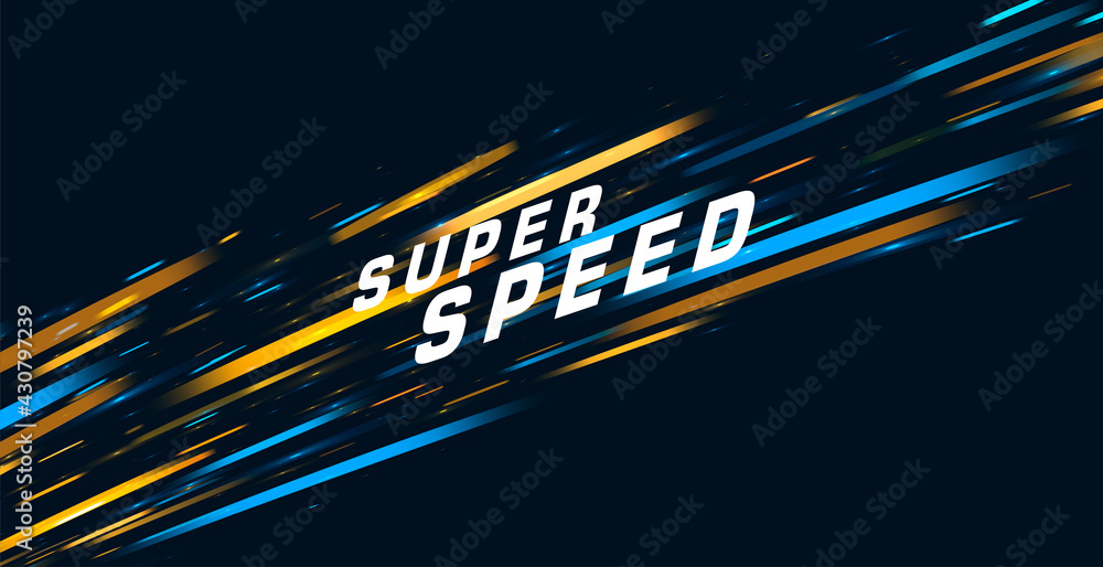 Aufkleber abstract vector background with bright lights in movement forming neon tail with super speed text