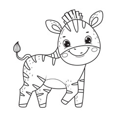 Cute smile zebra kid for coloring book.Line art design for kids coloring page.Isolated on white background.